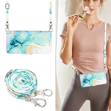 For Various Phone Case Marble Magnetic Luxury Dustproof Card Bag Holder  +Strap