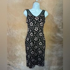 Elegant Black and Pink Lace Dress -almost famous brand large