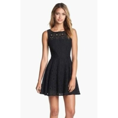 BB Dakota Renley Black Lace Fit Flare Mini Dress