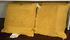 LOT OF 4 Project 62 golden yellow Tufted Square Throw Pillows 18"x18"