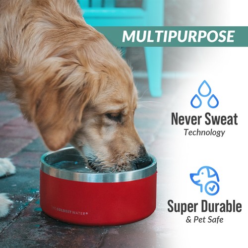 Coldest 42oz Dog Bowl - Stainless Steel Non Slip Dog Bowls, Cats, Pet Feeding - Picture 61 of 153