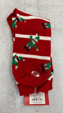 Wondershop Xmas Crew Socks red and white w/ elves One size fits most