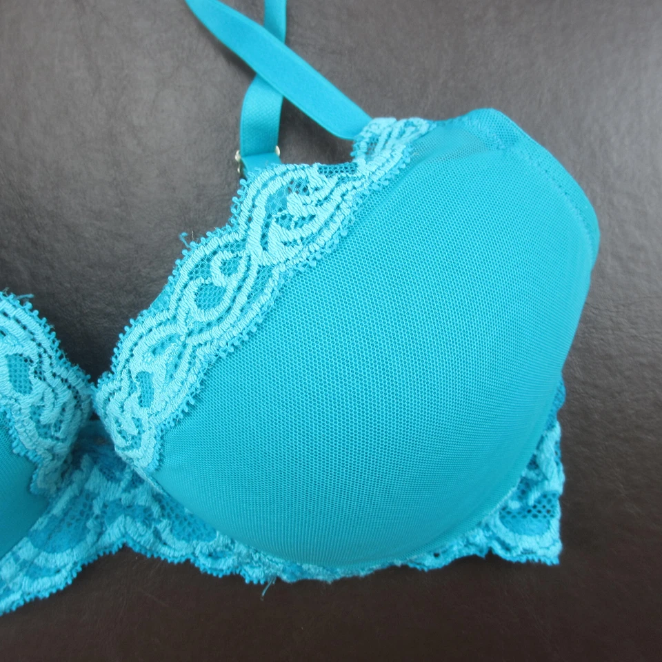 Sujetador Natori 34D Azul Encaje Acolchado Con Aros Cierre Ajustable Espalda Foto 4 de 4