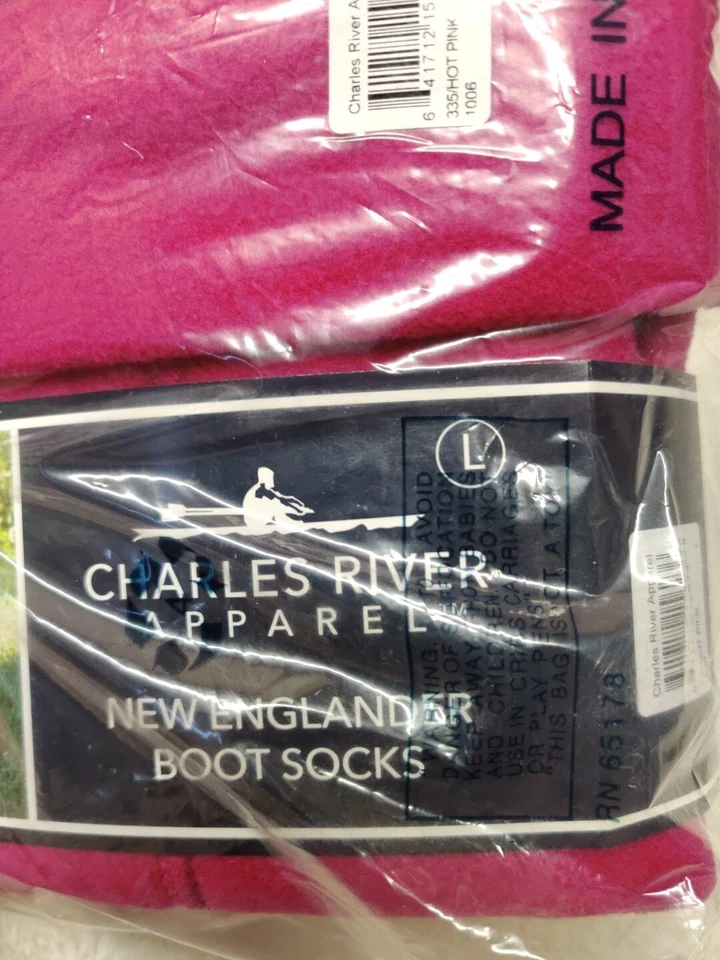 Women's Fleece Boot Socks Charles River Apparel New Englander Sz Large Hot Pink - Image 4 of 4