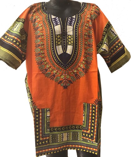 African Men Women Orange Dashiki Shirt 