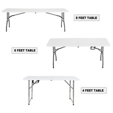 4/6/8 FT Heavy Duty Folding Table Portable Plastic Dining Party Camping Tables