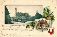 Old postcard postcard Rothenburg - square scene - crest GERMANY (918591)