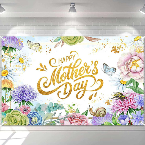 Happy Mother'S Day Banner, Floral Watercolor Backdrop for Best Mother,Mother'S D