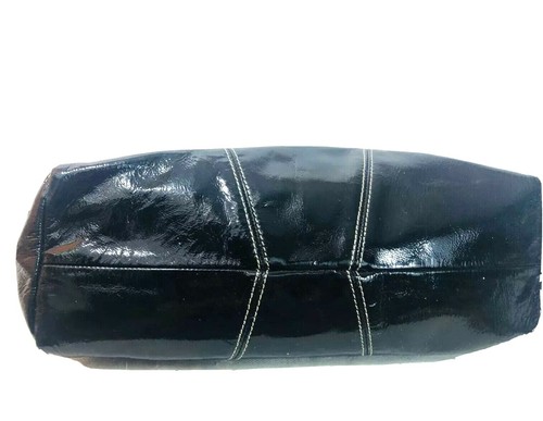 Vintage Womens Hogan Black Patent Leather Handbag Purse Pocketbook Top Handle - Picture 8 of 12