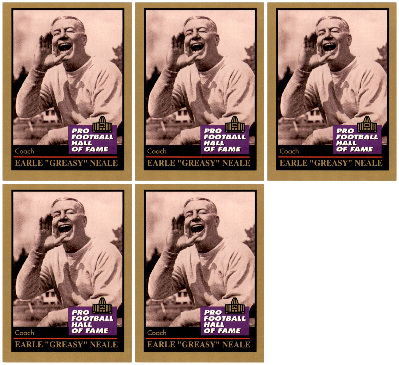 (5) 1991 ENOR Pro Football HOF #106 Greasy Neale Philadelphia Eagles Card Lot