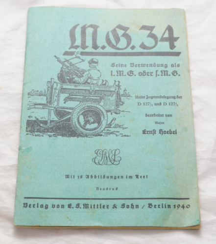German WWII WW2 MG 34 Handbook Manual Shooting Handling 1940