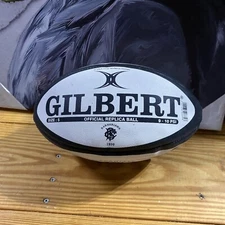 Gilbert Barbarians Official Replica Rugby Ball Size 5 Black & White Excellent