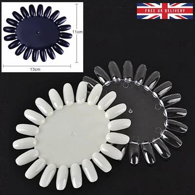 EX4IM 20 pcs NAIL TIPS COLOUR DISPLAY Wheel Round Clear Black White Plastic SWATCHES
