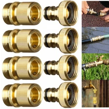 1-4xGarden Hose Quick Connector Brass 3/4" GHT Thread Water Hose Fitting Adapter