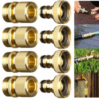 2pc Garden Hose Quick Connector Brass 3/4'' GHT Thread Water Hose Fitting Adapter