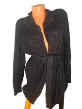 EDDIE BAUER Women  s Sweatercoat XL Black Cotton Angora