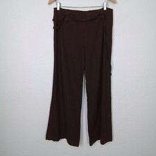 Vintage 1990s Linen Rayon Wide-Leg Pants Womens Low Rise Side Zipper Made in USA