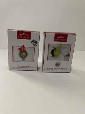 Hallmark Dr. Seuss's How the Grinch Stole Christmas! DUO ! Xmas Tree Ornaments