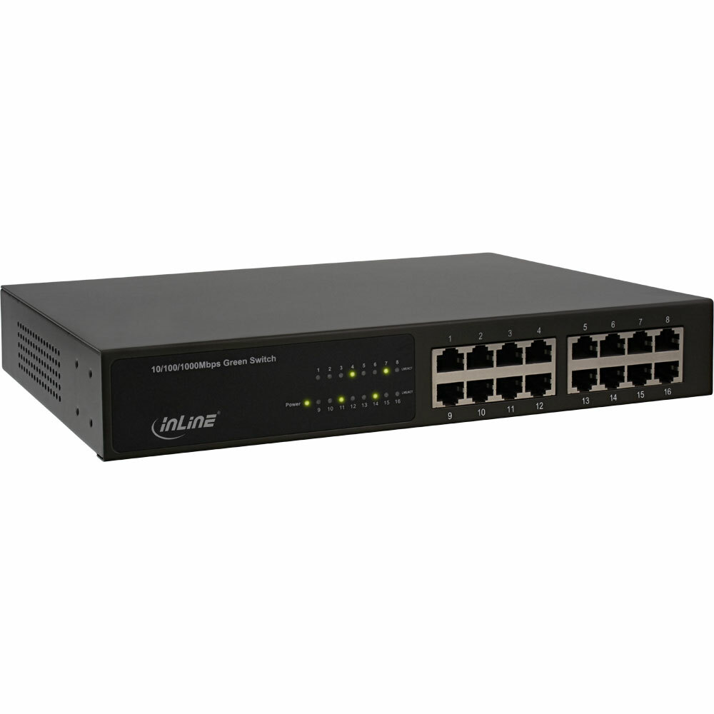 INL InLine® Gigabit Switch, 16 Porte (RJ45) 10/100/1000Mbps, N-Way, Auto MDI/MD