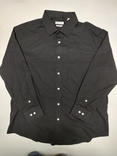 Haggar Men's Long Sleeve Button Down Black Shirt Size 17-17.5/32-33