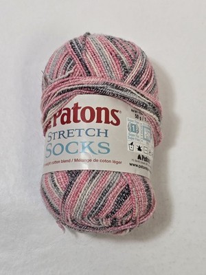 Patons Stretch Sock Yarn 31415 Sugar Pink Gray Cot/Wool/Ny/Elast 50g/239y 