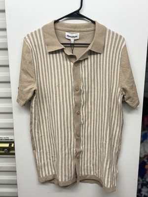 NWT Threadbare Top Men's Size S Beige & White Striped Knitted RRP £48