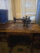 Vintage Singer Sewing Machine Model Foot Pedal Built In Table Al961567