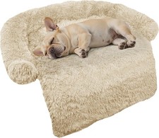 Cozy and Washable S35x31 Calming Dog Bed for Comfort and Support   Beige