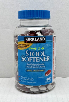 Kirkland Signature STOOL SOFTENER Docusate Sodium 100mg 400 Softgels