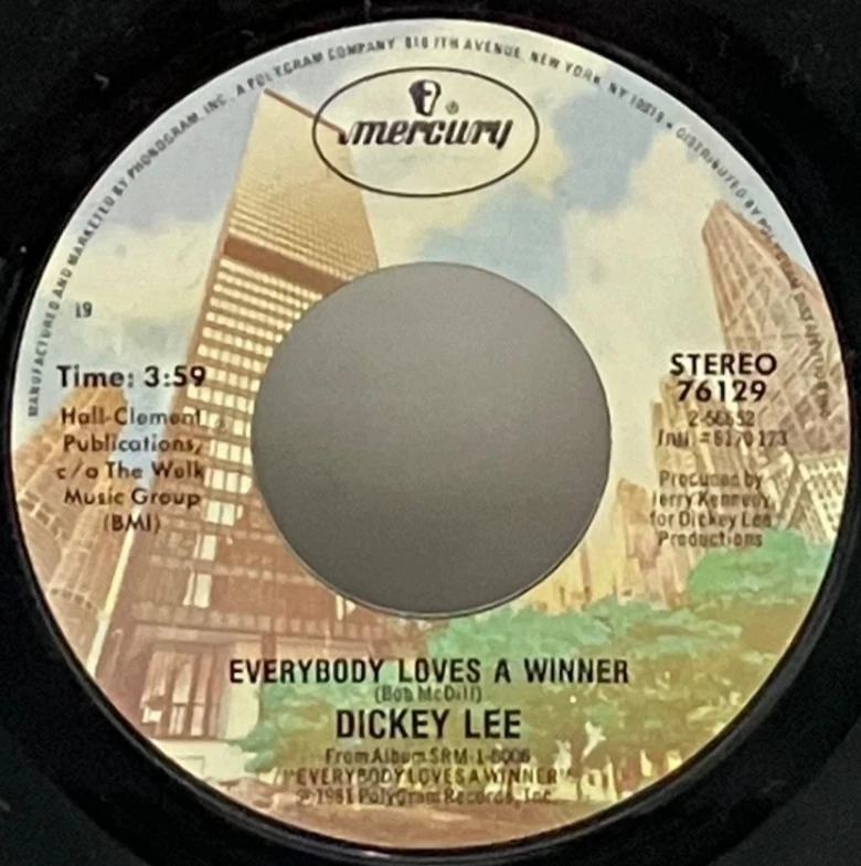 Dickey Lee You Won't Be Here Tonight / Everybody Loves A Winner - Mercury 45 RPM Foto 4 de 4