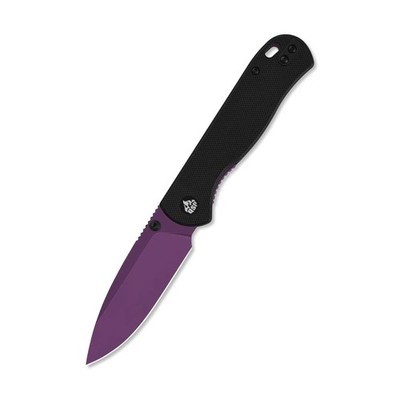 QSP Ferret Folding Knife Black G10 Handle Nitro-V Plain Edge Purple QS170-A5
