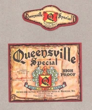 Set 1930s QUEENSVILLE SPECIAL BEER 12oz Labels WAUKESHA WATER Birk Bros. CHICAGO