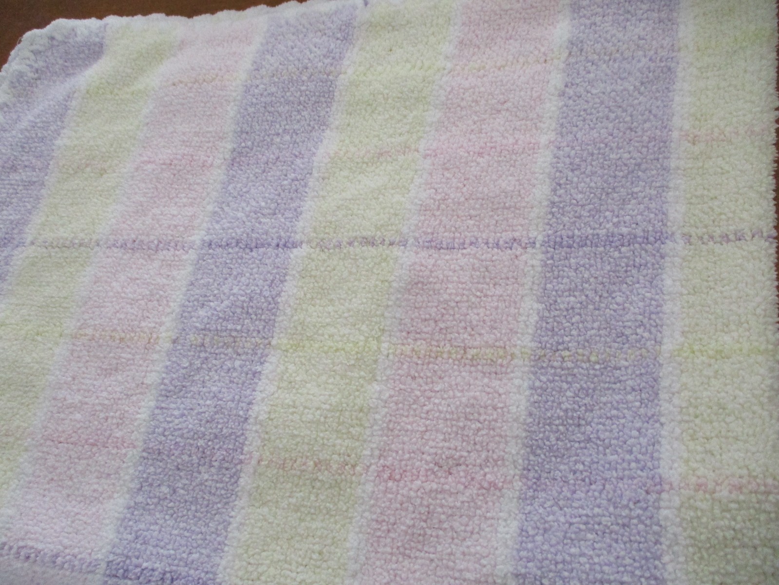 KOALA Baby Blanket Lovey Plush Chenille Yellow Purple Pink Stripe Scallop 30x40