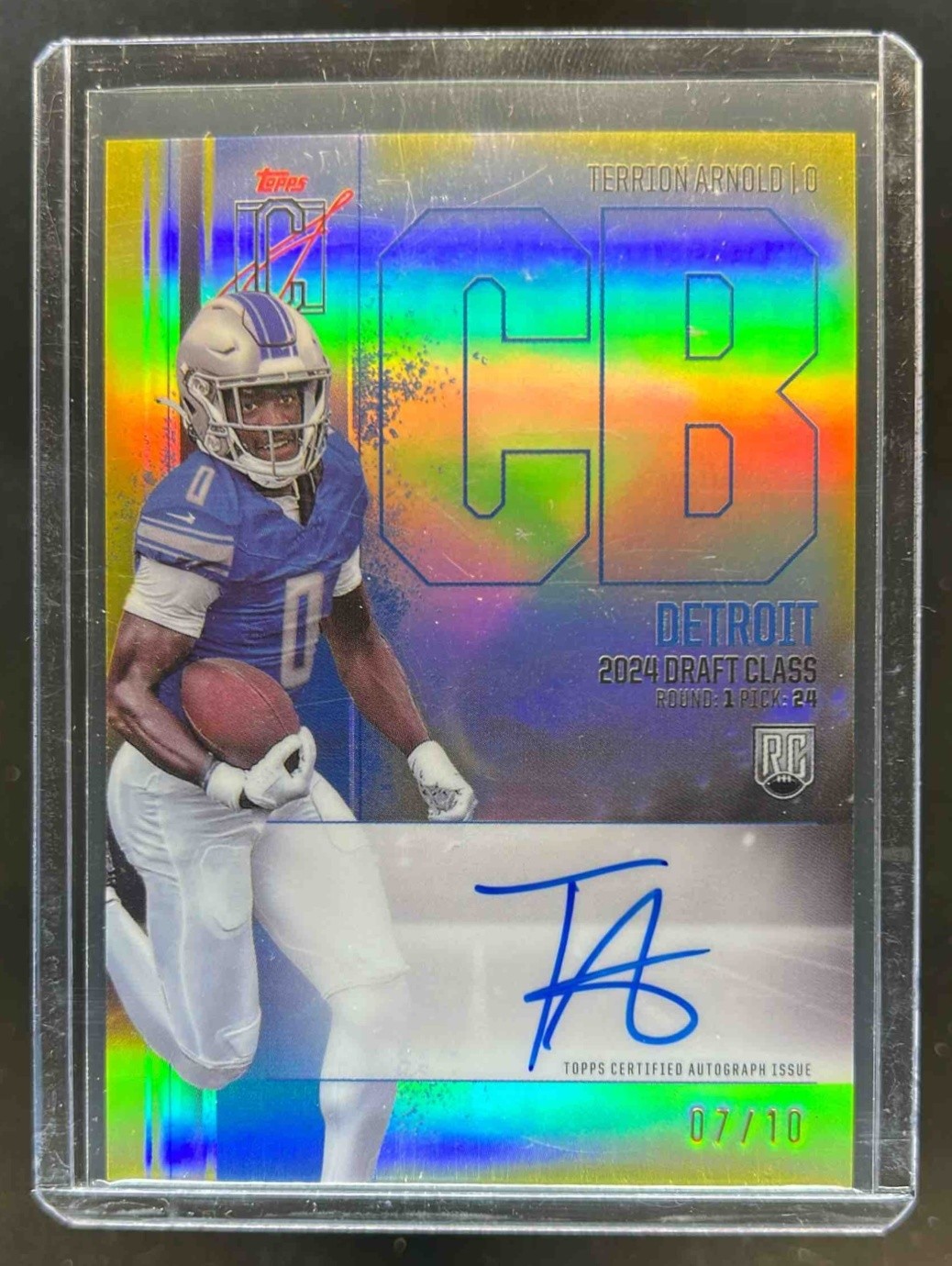 Terrion Arnold Topps Signature Class Rookie Class Chrome Autograph Variation #RCVTA Gold Refractor
