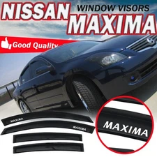 Fits 09-15 Nissan Maxima Window Visor Rain Guard Shade Deflector w/ White Emblem