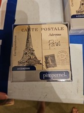 New Pimpernel Classic Collection Black Cork-postcard Style Coasters 4in 6ct