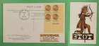 DR WHO 1978 FDC INDIAN HEAD PENNY PLATE BLOCK POSTCARD R38182
