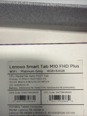 Lenovo Smart Tab M10 FHD 4GB Wi-Fi 10.3-Inch Tablet - Gray