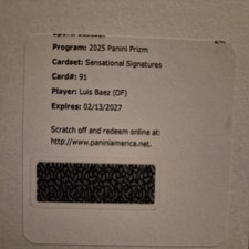 2025 Panini Prizm #91 Luis Baez Sensational Signatures - Redemption - Houston