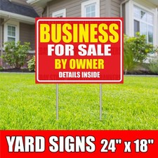 BUSINESS FOR SALE BY OWNER Yard Sign with H-Stakes Realtor Details Inside