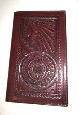Vintage Leather Wallet, Mexico, w/Aztec Calendar