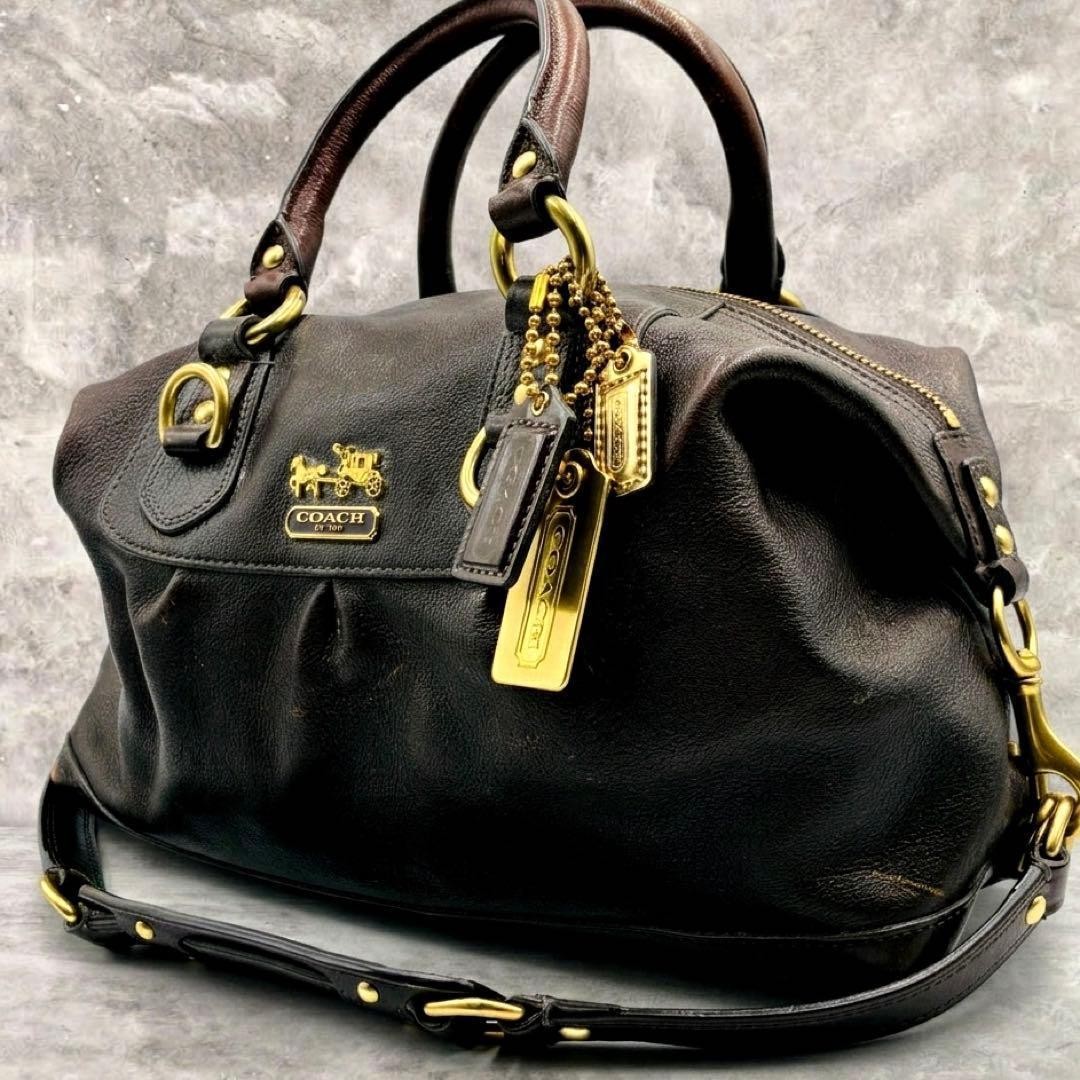 COACH 12937 2WAY Bag Ashley Madison Leather Dark Brown Authentic From Japan