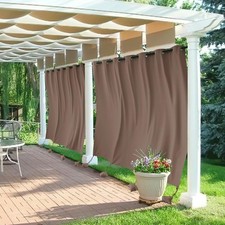 RYB HOME Extra Wide Outdoor Blackout Curtains Windproof Waterproof Privacy