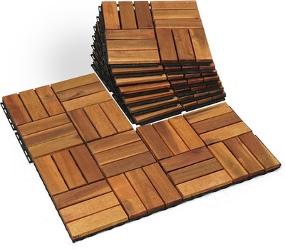 Wood Interlocking Deck Tiles - 12''X12'' Indoor & Outdoor Flooring Tiles for Balco