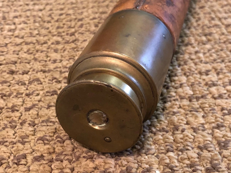 Telescopio victoriano de latón de un solo dibujo de COX DEVONPORT Foto 3 de 4