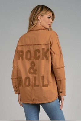 Rock N Roll Shacket Sherpa Letters From Elans Daughter- $98 Msrp XS Oversized
