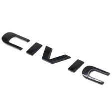 Gloss Black Rear Trunk Civic Letter Emblem Badge For Honda Civic 2015-2021
