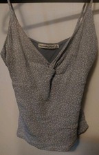 Abercrombie Fitch Dusty Blue, Tiny White Flowers, Cami Tank Summer Top, lined