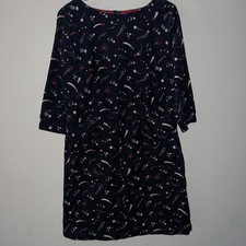 Boden Sheath Dress US 8 UK 12 Blue Shooting Stars Corduroy 3/4 Sleeve Women's