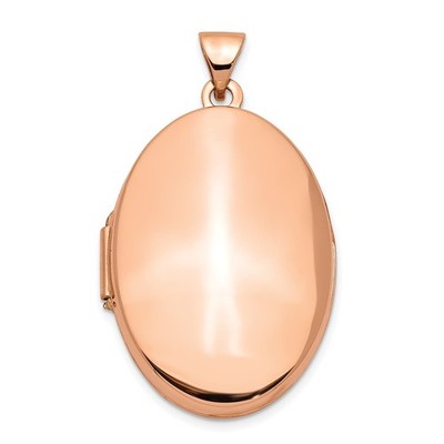 14k Rotgold Poliert Gewölbt Schlicht 26mm Oval Medaillon Charm Anhänger